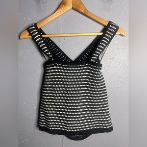 Ann Taylor Women's Black and White Knit Top.  Size M